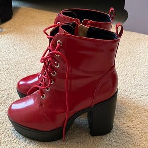 Red heeled boots almost new!